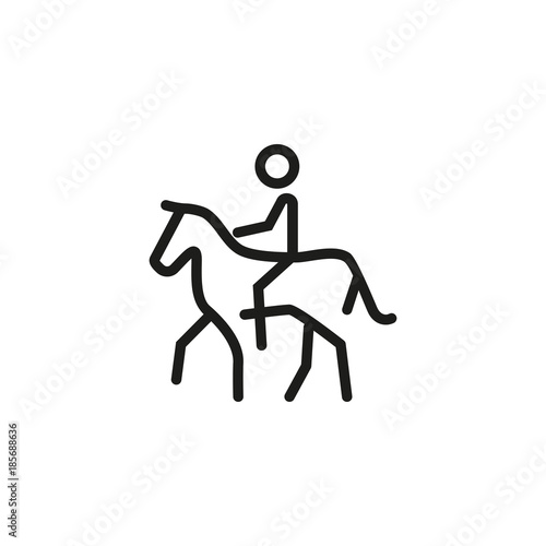 Man riding horse line icon