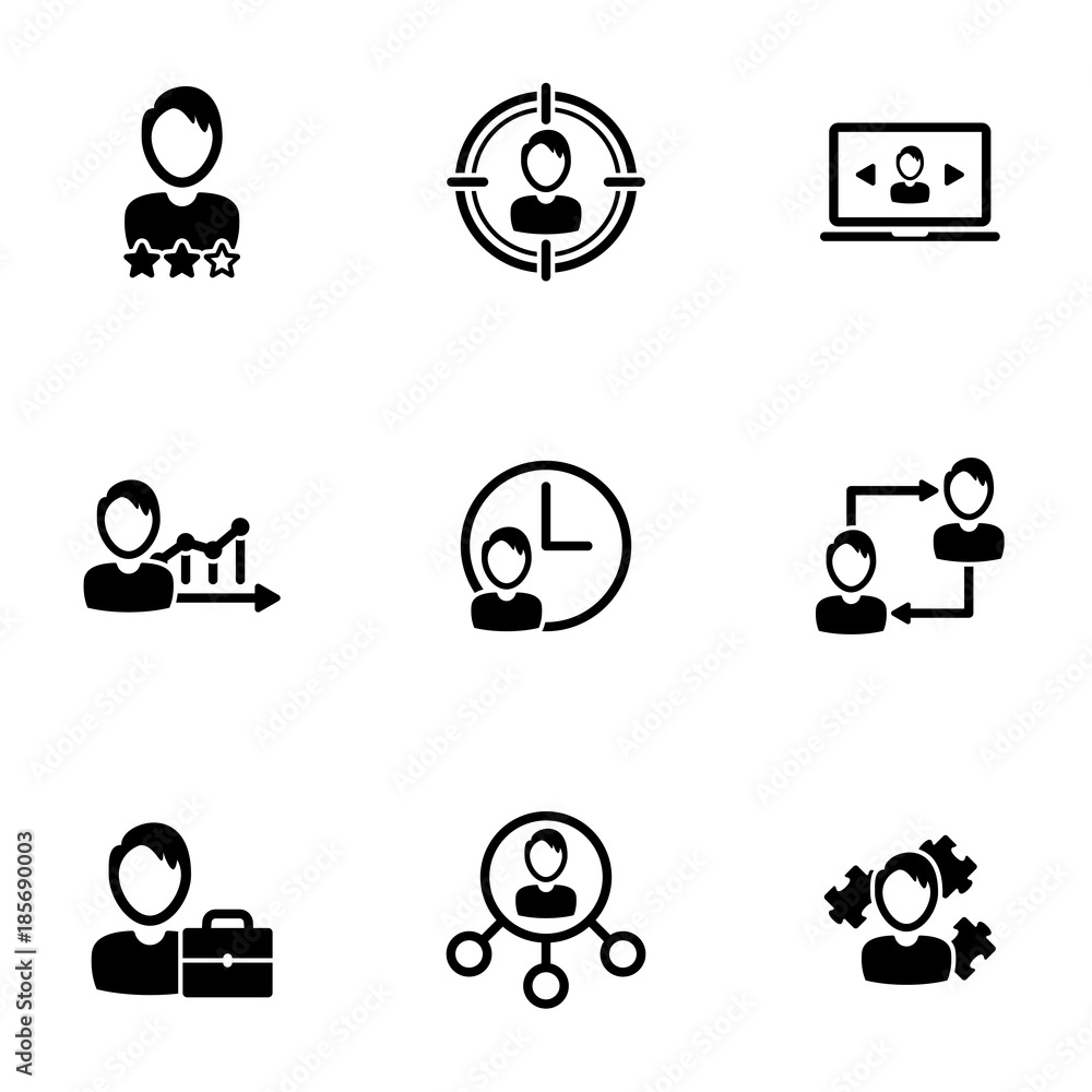 Set of simple icons on a theme Outsourcing, vector, design, collection, flat, sign, symbol,element, object, illustration, isolated. White background