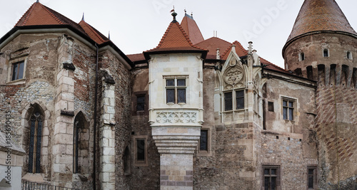 Towers of the Corvin Castle, also known as Castelul Corvinilor is a Gothic-Renaissance castle in Hunedoara, Romania.
