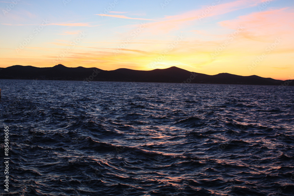 Adriatic sunset on the seacoast