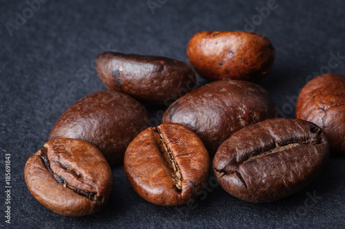 Coffee beans on a dark background