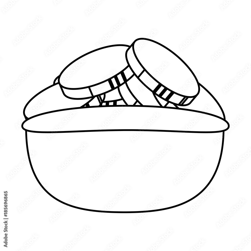 coins in bowl isolated icon vector illustration design coins in bowl isolated icon vector illustration design