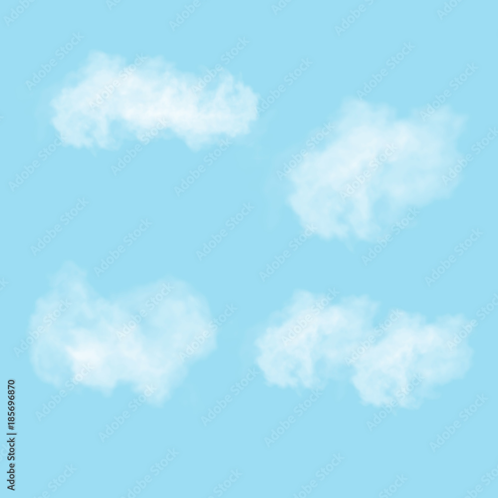 Vector set of realistic isolated cloud on the transparent background. Vector set of realistic isolated cloud on the transparent background.