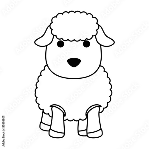 cute sheep character icon vector illustration design