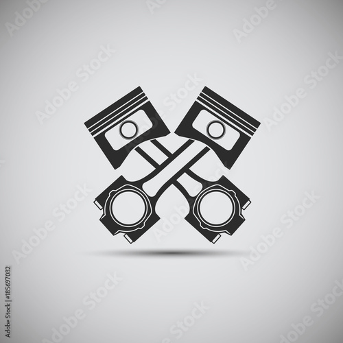 Crossed pistons symbol on a gray background.