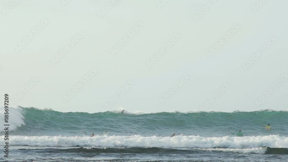 Professional surfers swimming on surf board in ocean Bali Professional surfers swimming on surf board in ocean Bali