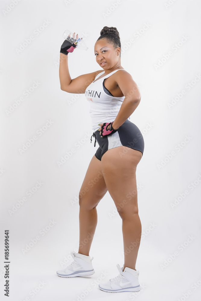 Sexy Fitness Model American American Curvy Women In Workout Gear Stock  Photo | Adobe Stock
