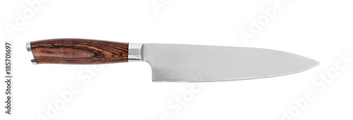 Fototapet Kitchen knife on white background