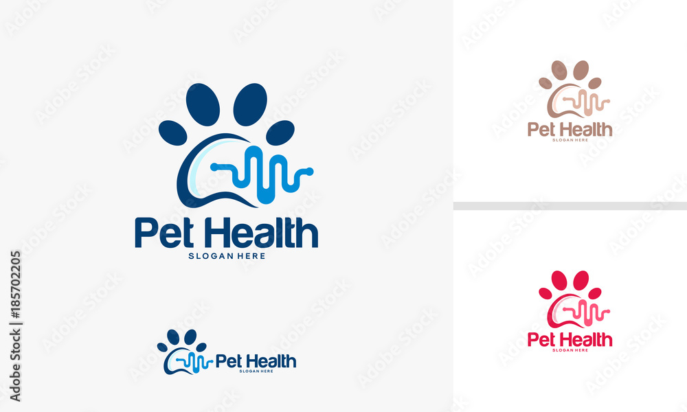 Pet health logo designs vector, Animal Care logo designs concept Stock