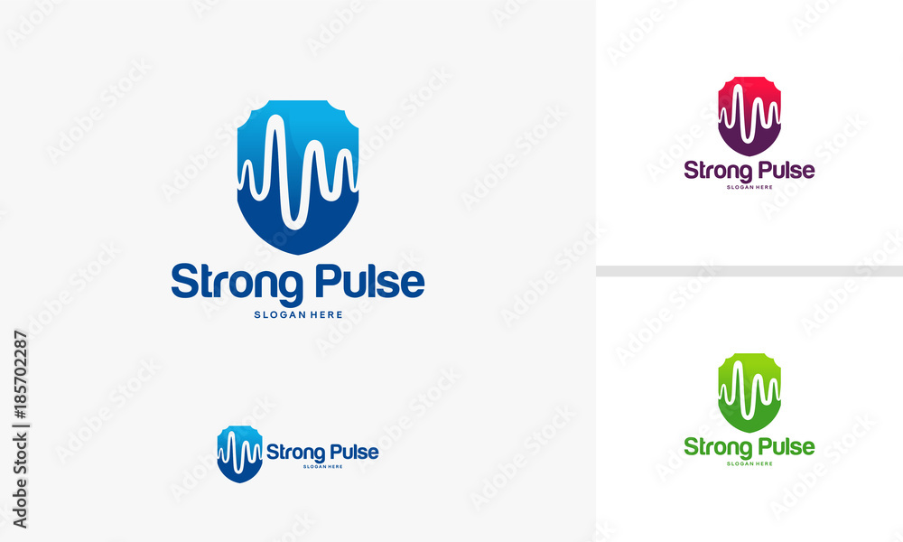 Health Secure logo template, Strong Pulse logo designs concept