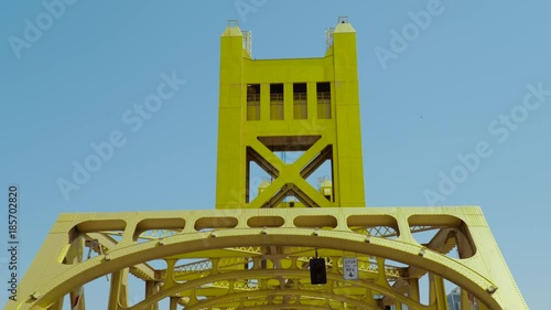 Golden Bridge in Sacramento California shot from moving vehicle with MoVi. Tilting up 4k Stock Video clip 