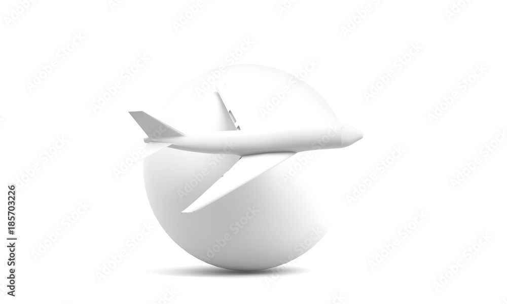 white airplane travel white world 3d rendering.