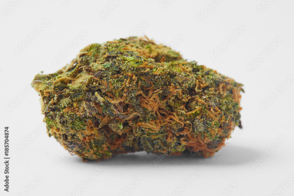 Close up of prescription medical marijuana strain on white background Close up of prescription medical marijuana strain on white background