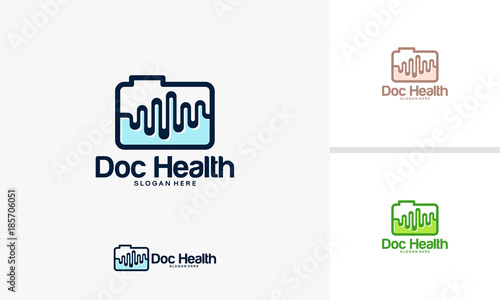 Health Document logo designs concept  Health logo designs vector  Document logo template