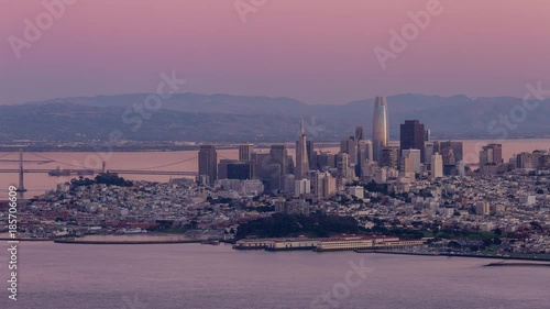 Downtown San Francisco Skyline Day to Night Sunset TImelapse