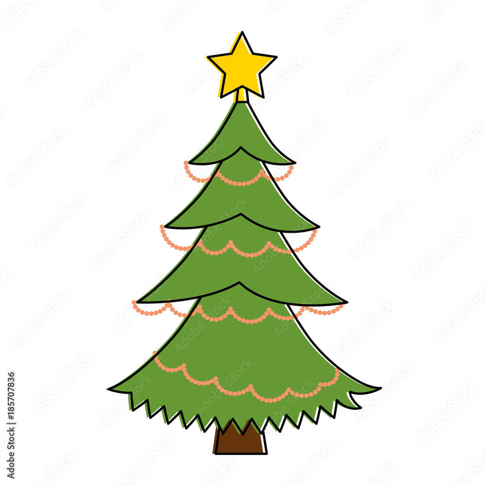 merry christmas tree with star vector illustration design merry christmas tree with star vector illustration design