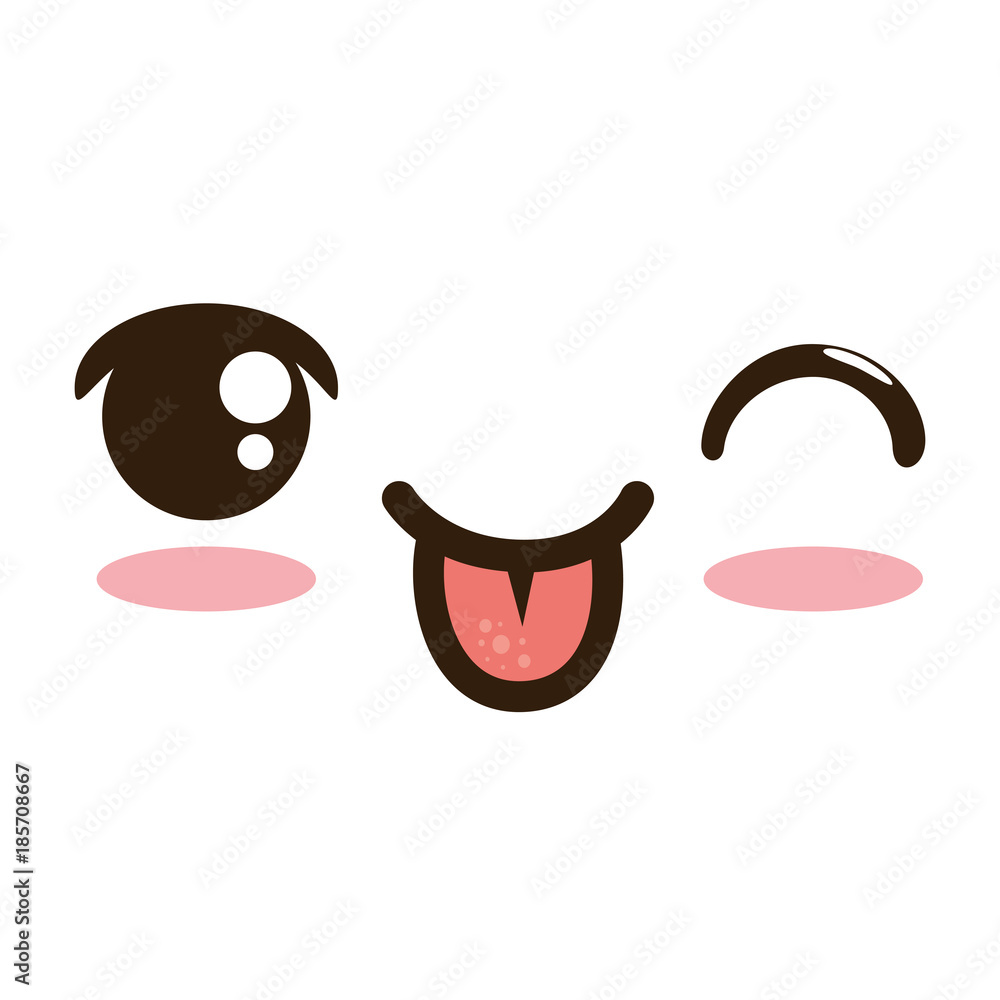 Fototapeta premium face emoji kawaii character vector illustration design
