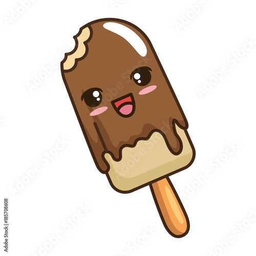 delicious ice cream kawaii character vector illustration design