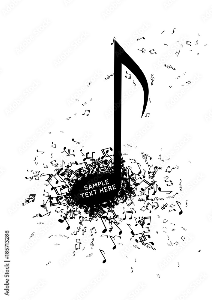 Music Note Ray Radiant note of many small music signs Stock Vector | Adobe Stock