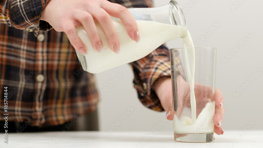 Natural lactose milk product. Calcium vitamin D healthy drink. Organic nutrition