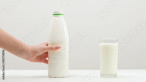 Fresh milk is a tasty and useful drink. Natural nutrition and dairy products benefits. Source of calcium and protein