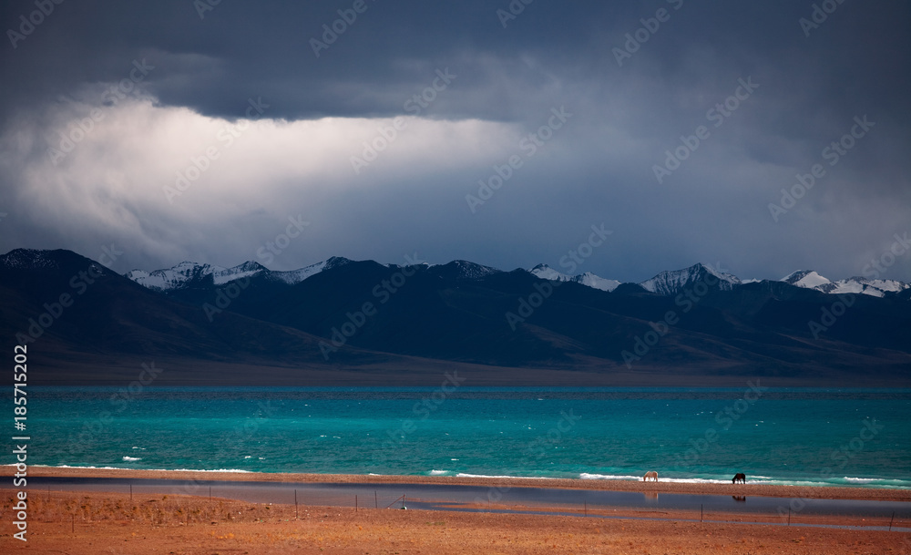 Naklejka premium scenery of Namtso Lake in Tibet, China
