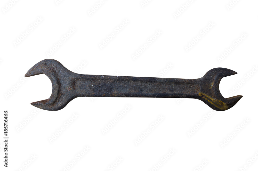 Old rusty wrench on a white background. Corrosion of metal Old rusty wrench on a white background. Corrosion of metal