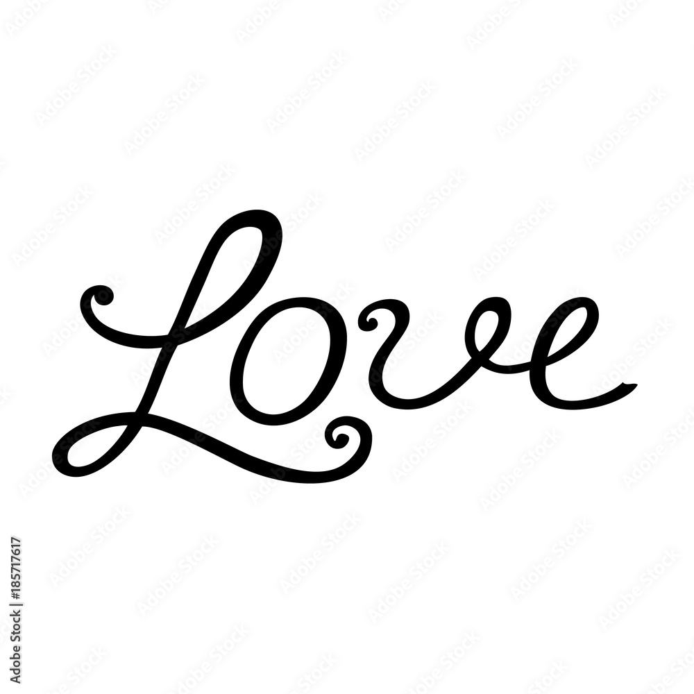 Valentine card with hand lettering Love. Vector design elements. Valentine card with hand lettering Love. Vector design elements.