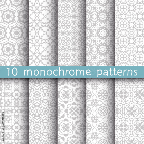 10 vintage patterns for universal background. Can be used for textile, website background, book cover, packaging.