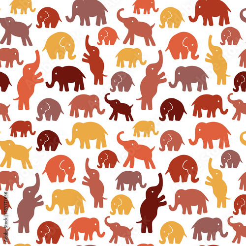 Seamless vector pattern with elephants. Texture for wallpaper, fills, web page background.