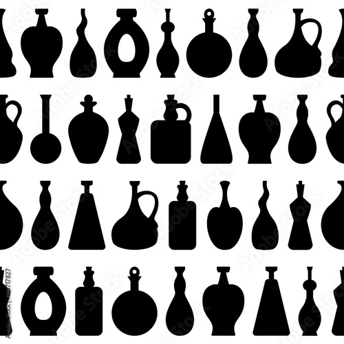 Seamless vector pattern with wine bottles. Endless texture for wallpaper, fill, web page background, surface texture.