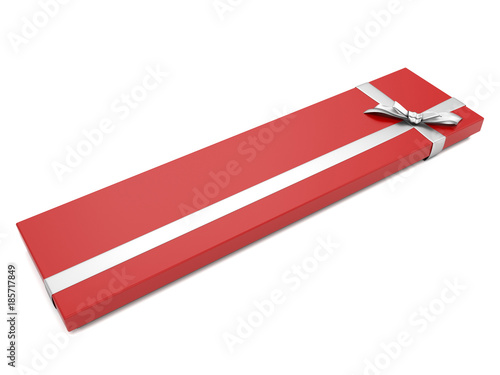 Free Download 3d illustration, isolated on white background red gift box with gray ribbon. - GFXLoad