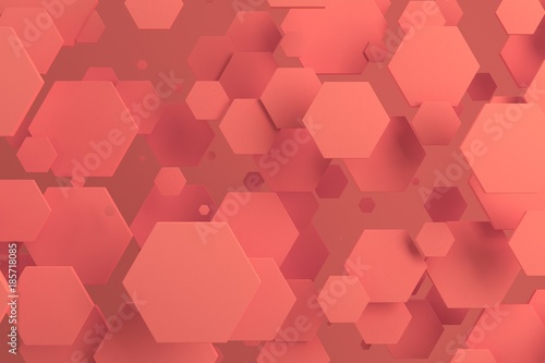 Red hexagons of random size on red background