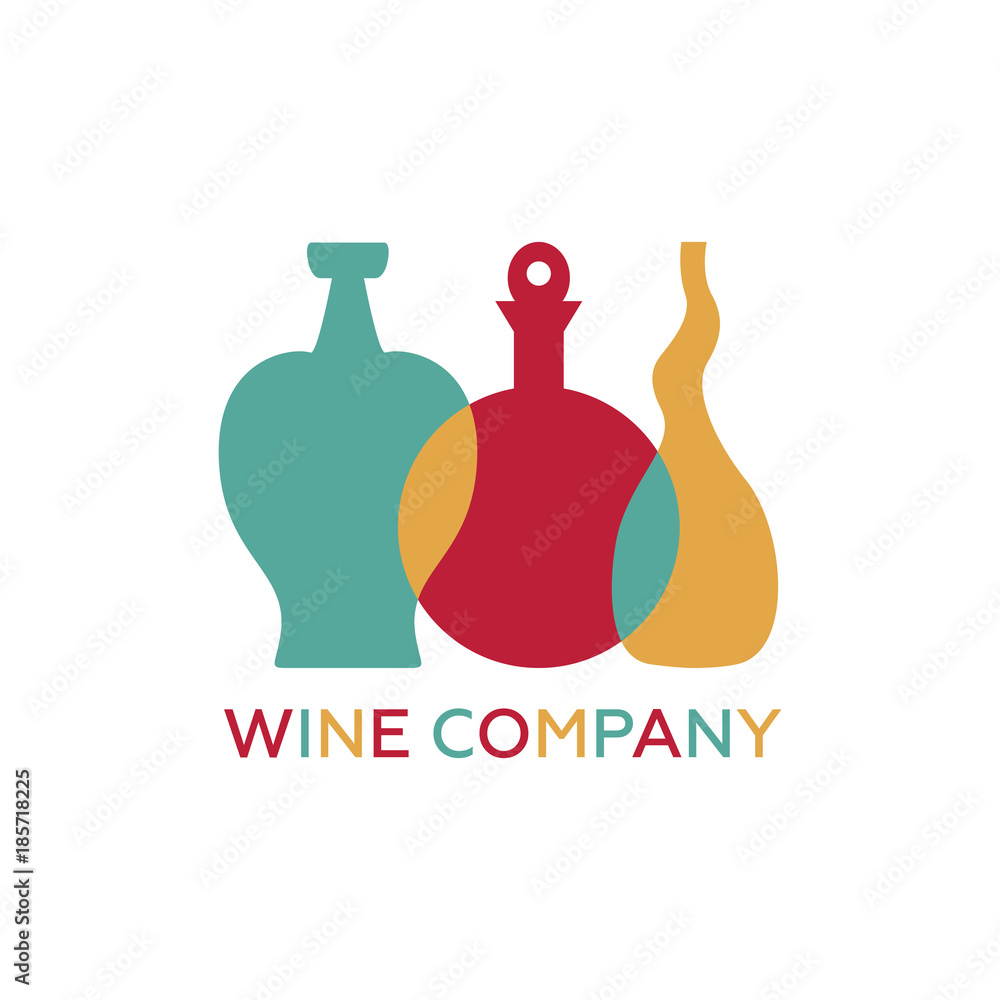 Bottles of wine. Logo Design Template.