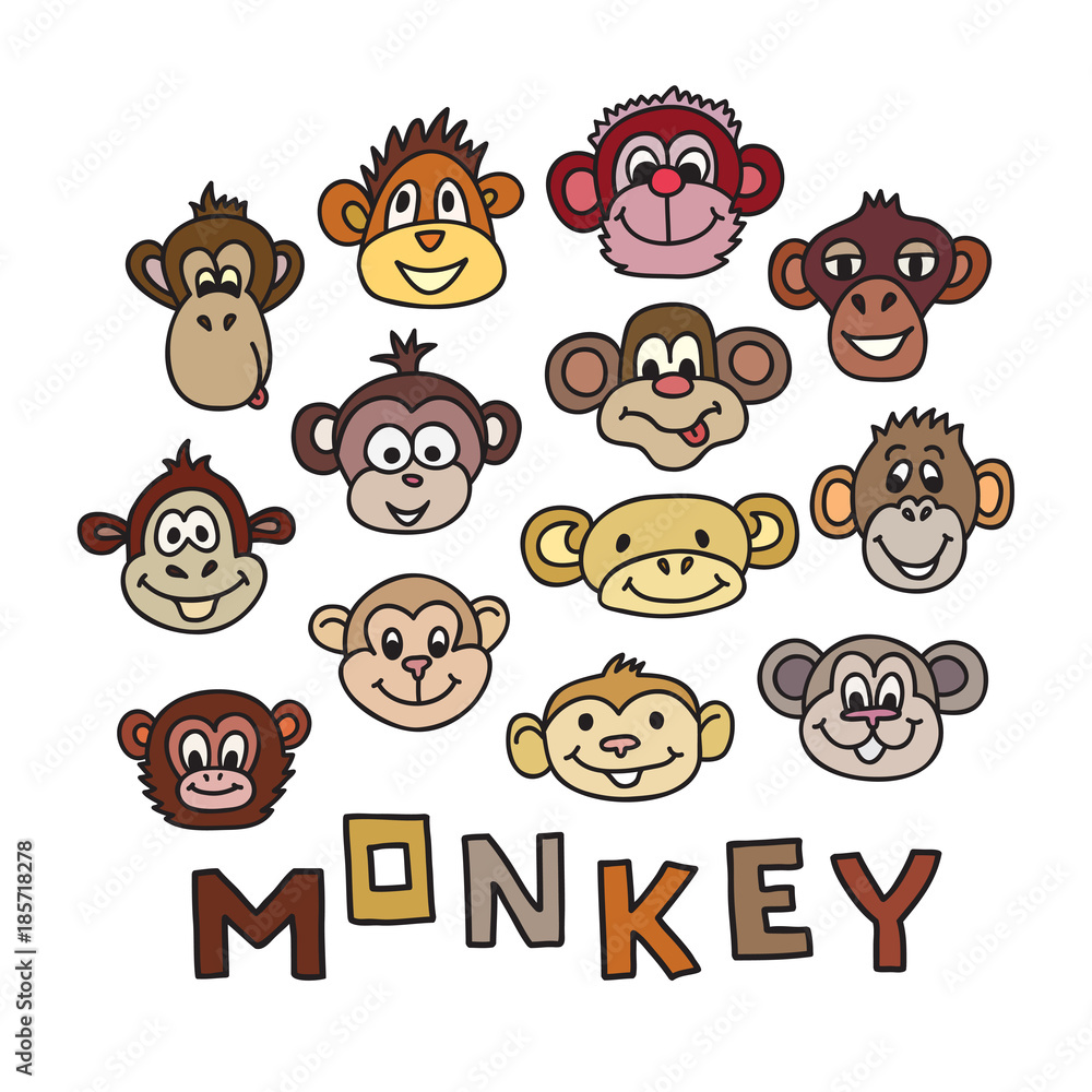 Obraz premium Animal Portrait Monkey. Vector illustration