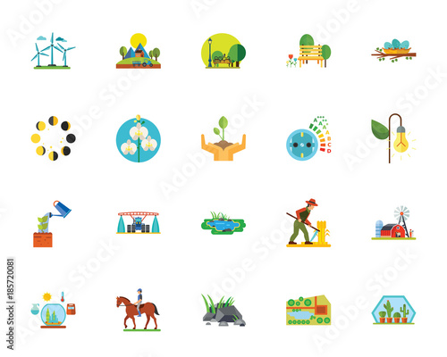 Eco city icon set