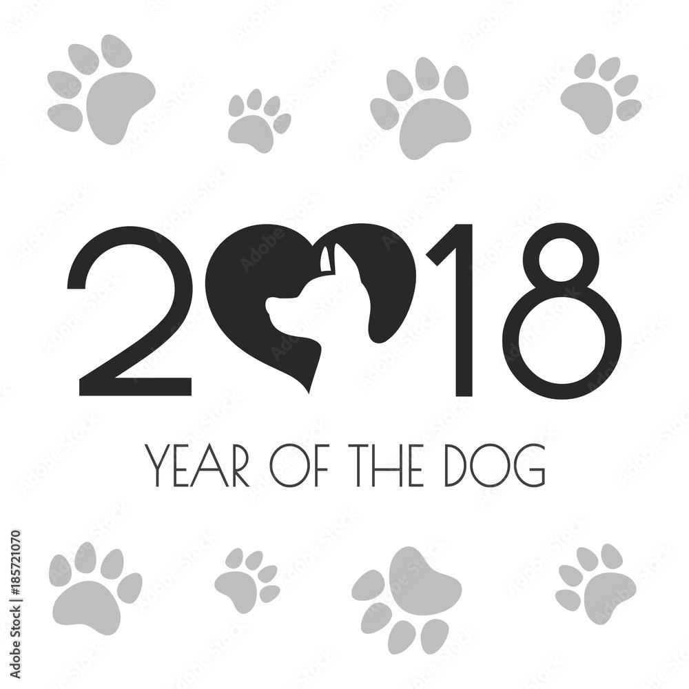 Illustration of 2018 new year card with dog. Illustration of 2018 new year card with dog.