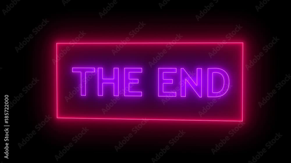 THE END Sign in Neon Style. Seamless loop THE END Sign in Neon Style. Seamless loop