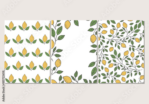 Lemon cards and vector background