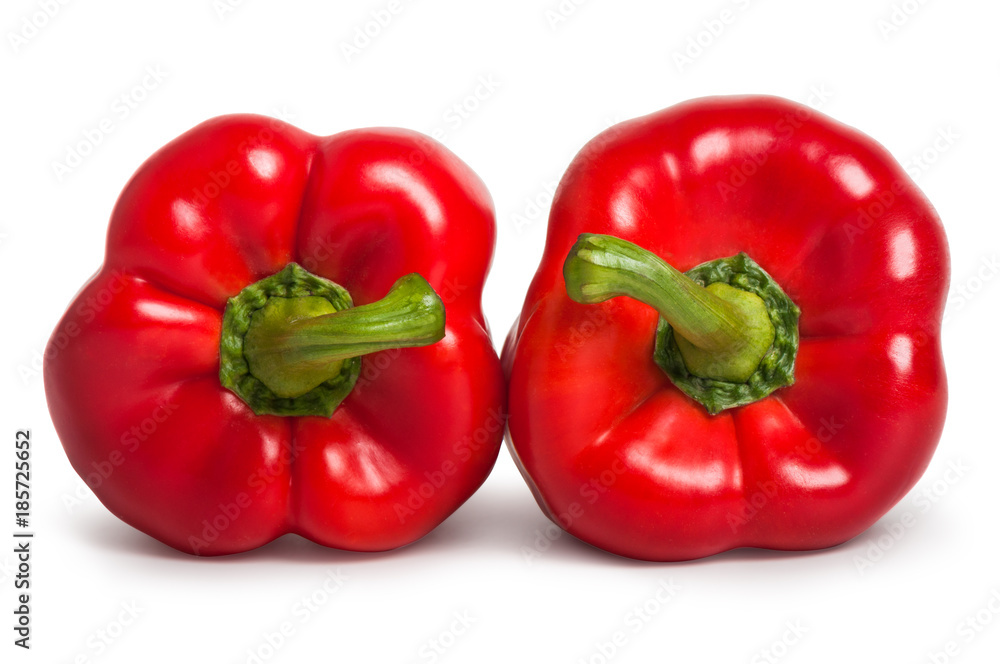 Two red sweet peppers isolated Two red sweet peppers isolated