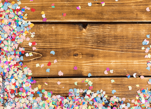 confetti frame on a wooden background