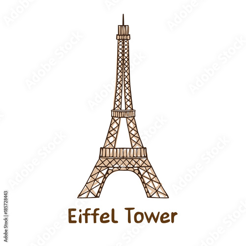 Fototapeta Naklejka Na Ścianę i Meble -  hand drawn Eiffel Tower isolated vector illustration