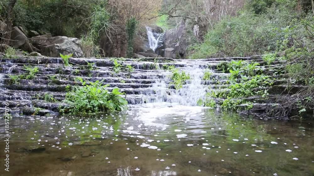 Waterfall of the river Mourao next to Anços village, Sintra, Portugal