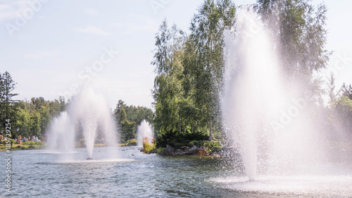 Three fountains in the lake