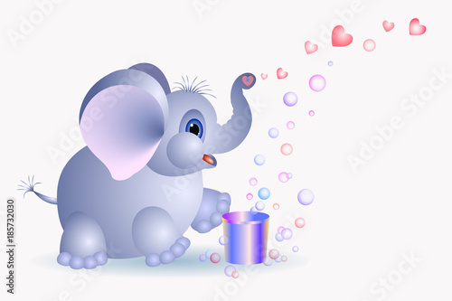 Baby elephant starting soapy bubble
