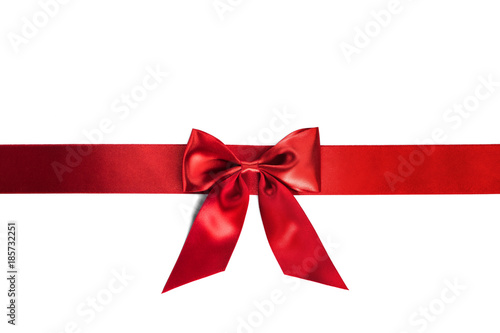 Red gift bow on white