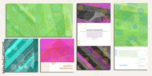 Abstract geometric background of hexagons, lines, stripes and ovals in different uses vector EPS 10