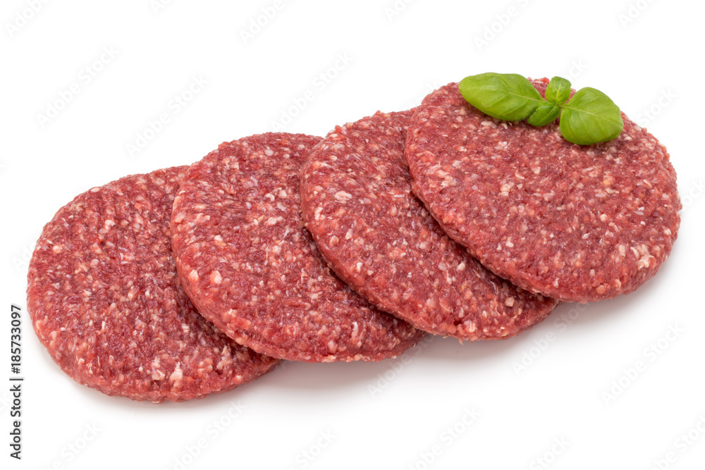 Raw fresh hamburger meat isolated on white. Raw fresh hamburger meat isolated on white.
