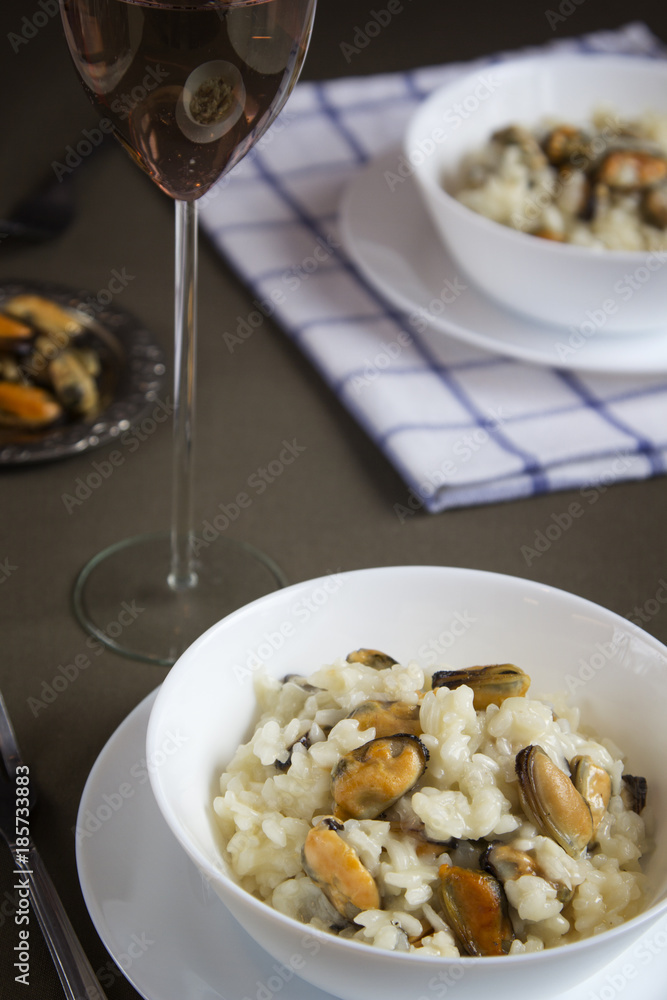 Risotto with mussels. Italian traditional food. Risotto with mussels. Italian traditional food.