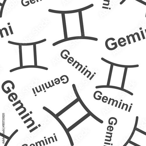 Gemini zodiac sign seamless pattern background. Business flat vector illustration. Gemini astrology sign symbol pattern.